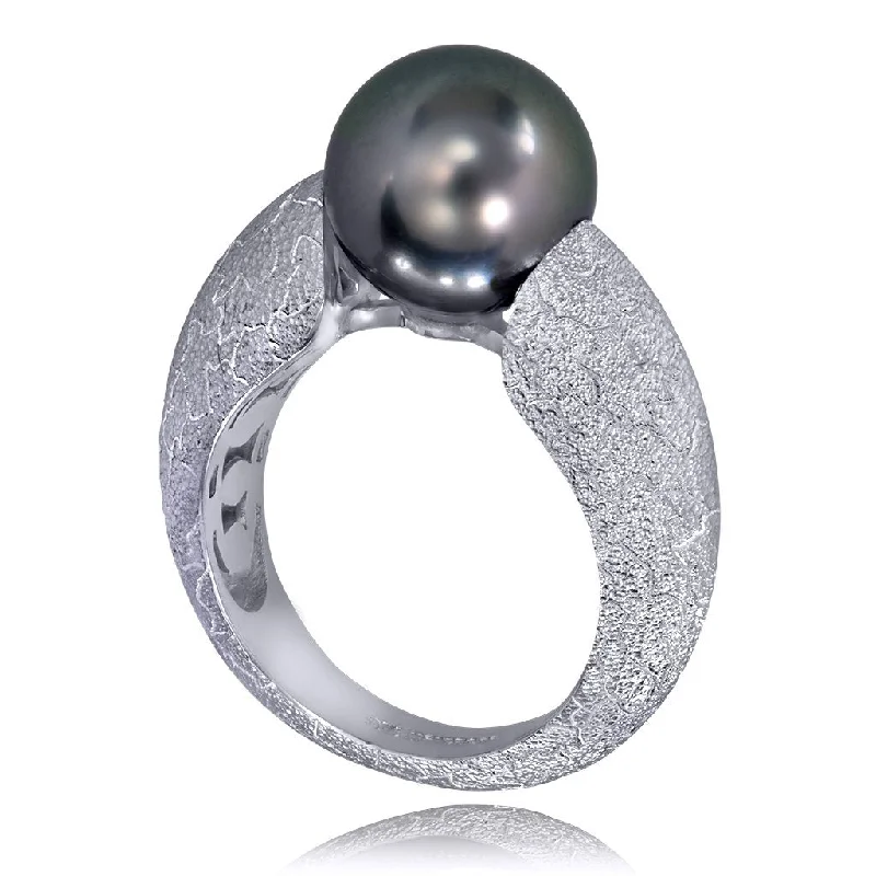 Ladies eastern mystique rings -Gold Ring with Tahitian Grey Pearl