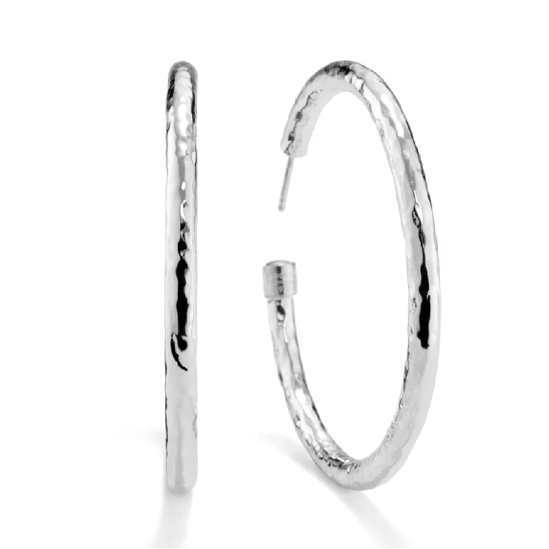 Ladies smooth glide earrings -Ippolita Sterling Silver  Classico Large Hammered Hoop Earrings