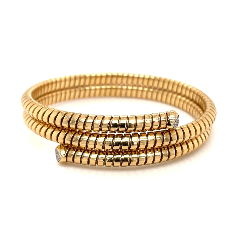 adies gold bracelets for daily wear -Marina B Trisolina Triple Pavé Diamond Gold Bangle