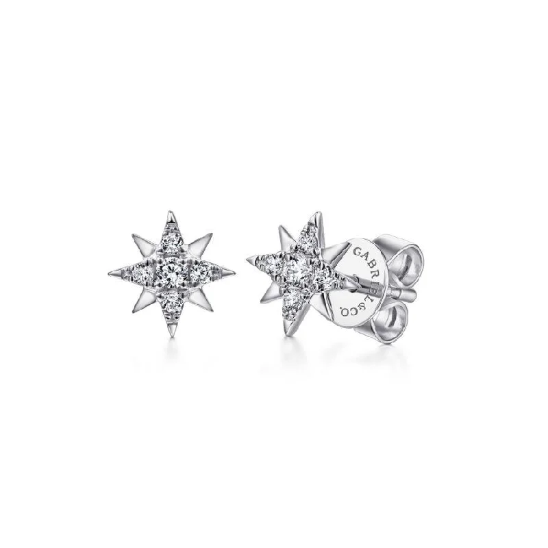 Ladies dreamy moonstone earrings -Gabriel & Co. - EG13749W45JJ - 14K White Gold Diamond Stud Star Earrings