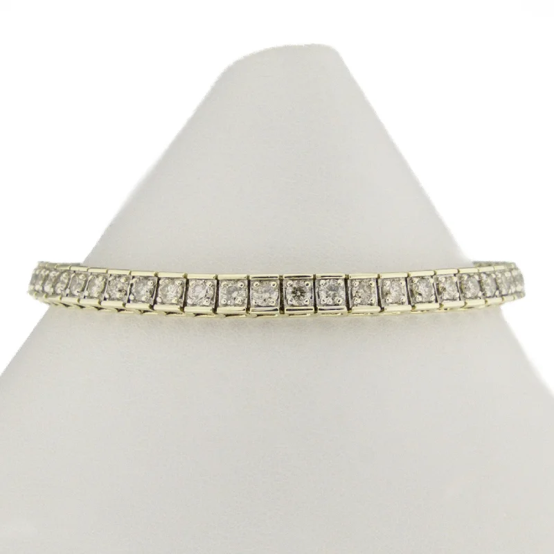 matte silver bracelets for women -5.00ctw Multi Diamond 7" Tennis Bracelet in 10K Two Tone Gold