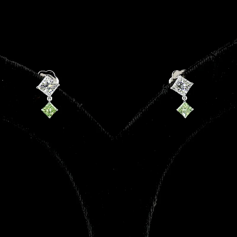 Ladies festive flair earrings -14K White Gold Lab Grown Diamond Dangling Earrings ER4328