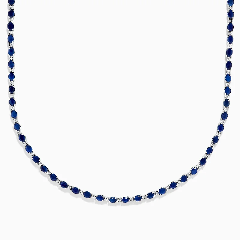 Ladies Necklaces with Brown Astrophyllite-925 Sterling Silver Blue Sapphire Tennis Necklace