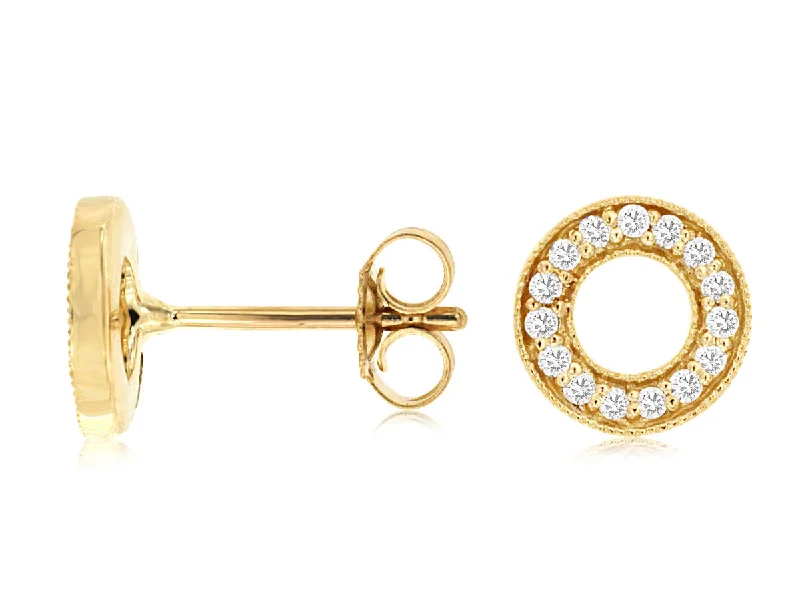 Ladies perfect balance earrings -14K Yellow Gold Circle Diamond Earrings