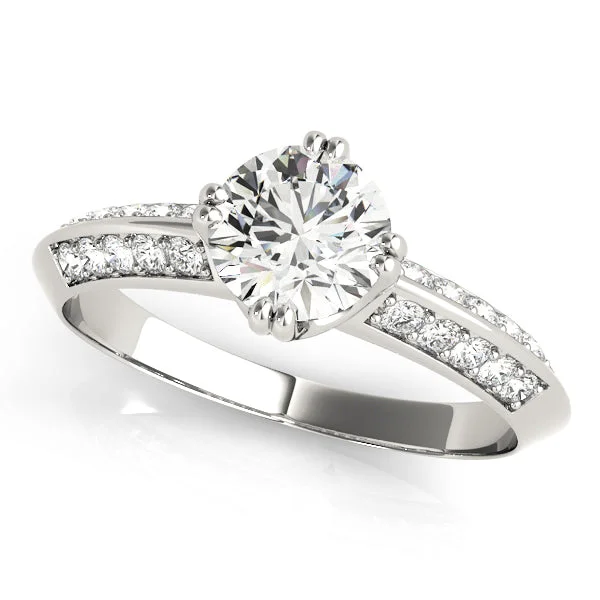 Ladies space gleam wedding rings -Pave Diamond Engagement Ring