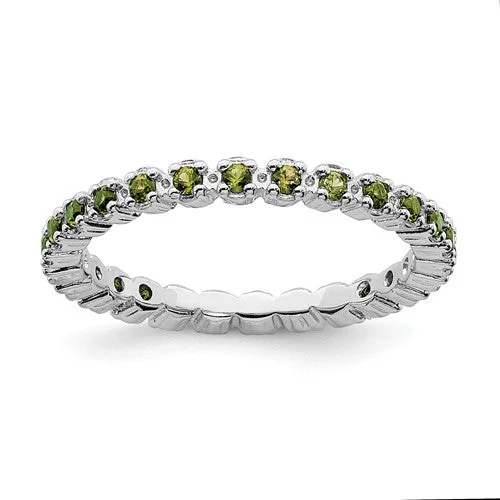 Ladies pure minimal rings -Sterling Silver Stackable Expressions Peridot Eternity Ring