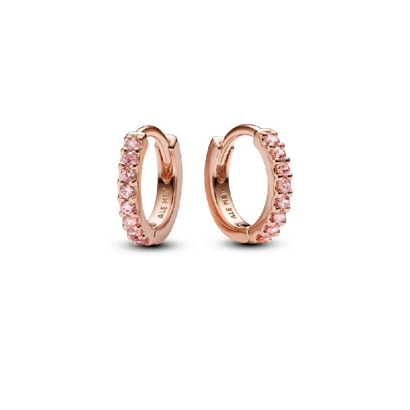 Ladies dazzling shimmer earrings -Sparkling Pink Huggie Hoop Earrings 283015C01