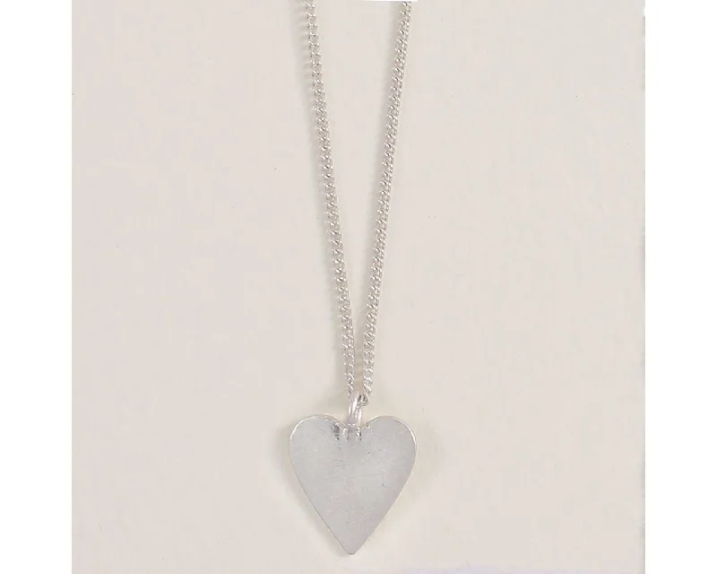 Ladies Necklaces with Mint Serpentine-Periwinkle by Barlow : Burnished Silver Heart  - Necklace