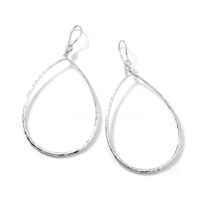 Ladies solid form earrings -Ippolita Classico Hammered Teardrop Earrings in Sterling Silver with Diamonds