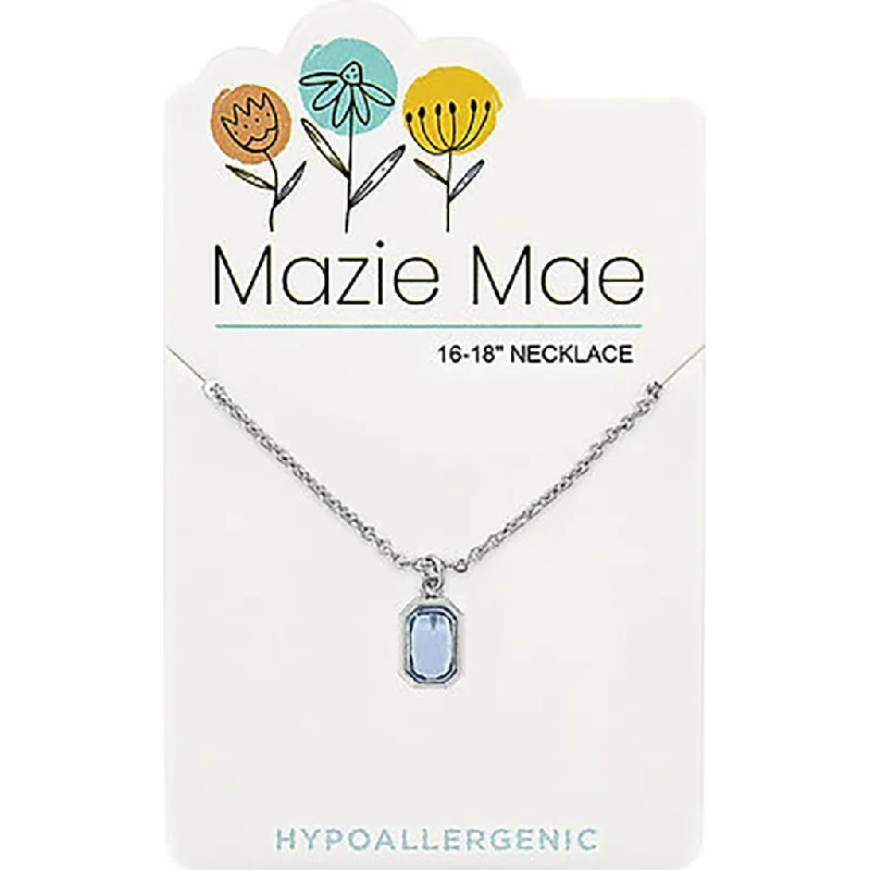 Ladies Necklaces with Blush Rhodochrosite-Center Court: Silver Light Sapphire Radiant Mazie Mae Necklace