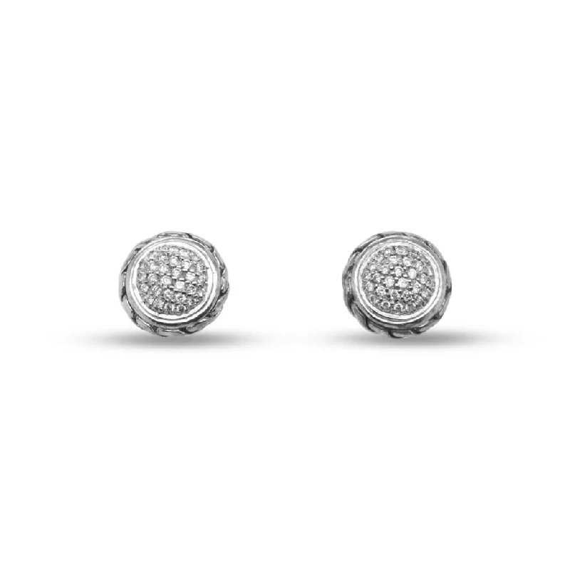 Ladies mermaid ripple earrings -John Hardy Sterling Silver Diamond Stud Earrings