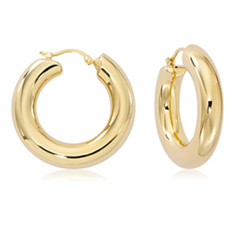 Ladies sisterly spark earrings -14K Yellow Gold Cubby Hoop Earrings