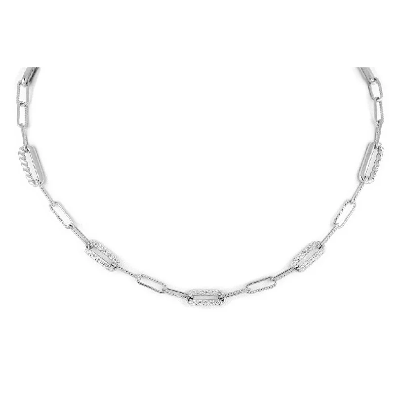 Ladies Necklaces for Artist Shine-John Medeiros : Diamante Three Station Pavé Necklace in Rhodium