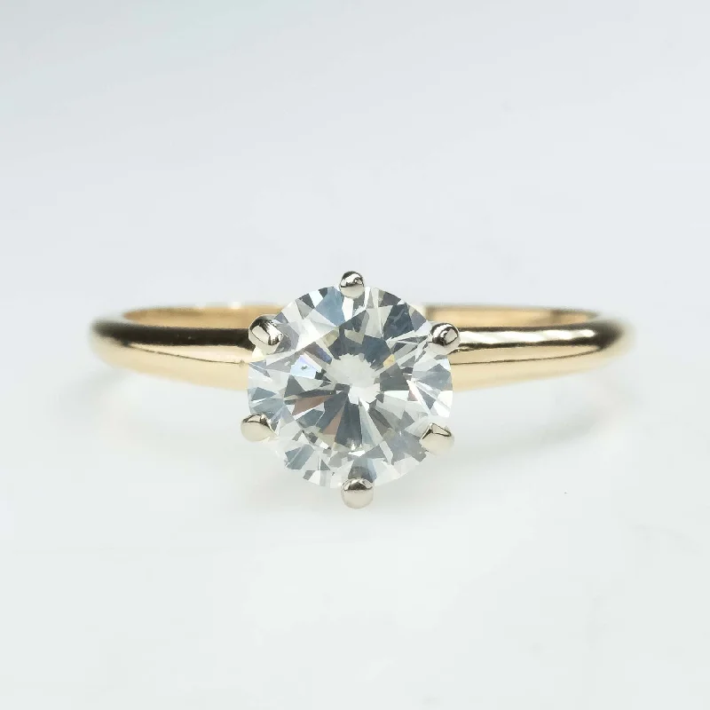 Ladies thick flair wedding rings -1.03ct Round SI1/J Diamond Solitaire Engagement Ring in 14K Yellow Gold