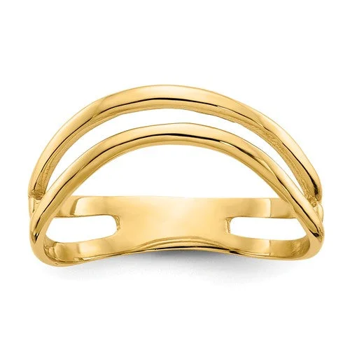 Ladies tiny sparkle rings -14K Yellow Gold Double Wave Curved Thumb Ring