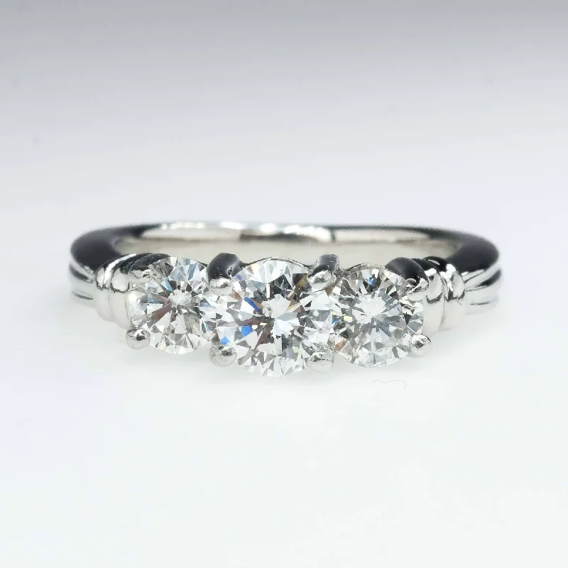 Ladies bespoke custom wedding rings -Platinum 1.00ctw Round Diamond SI2/H Three Stone Engagement Ring Size 4.75