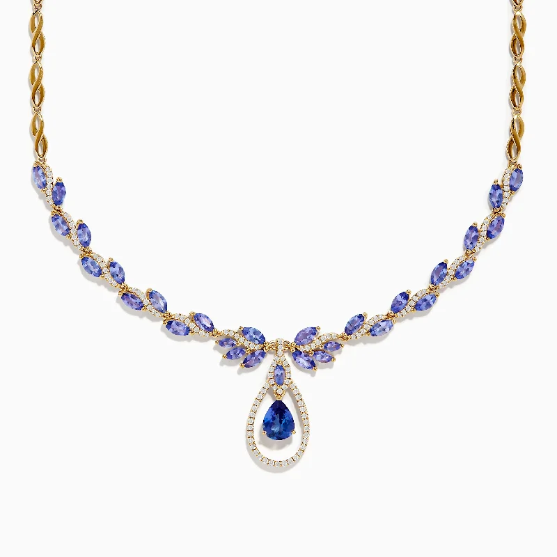 Ladies Necklaces for Mom Spark-Nahla Siri 14K Yellow Gold Tanzanite and Diamond Necklace