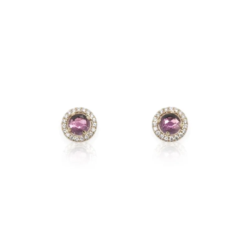 Ladies stellar shine earrings -Gabriel & Co. 14k Yellow Gold Amethyst and Diamond Earrings