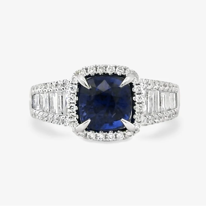 Ladies companion bond rings -2.04CT Blue Sapphire & Diamond Ring