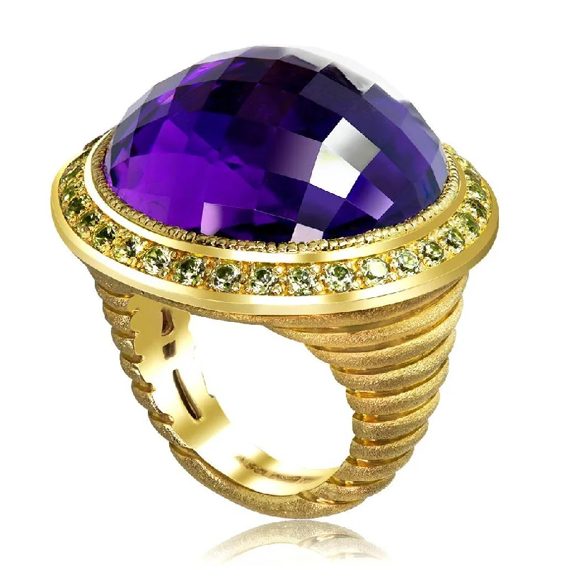 Ladies crisp white gold rings -Gold Symbolica Ring with Amethyst & Peridots