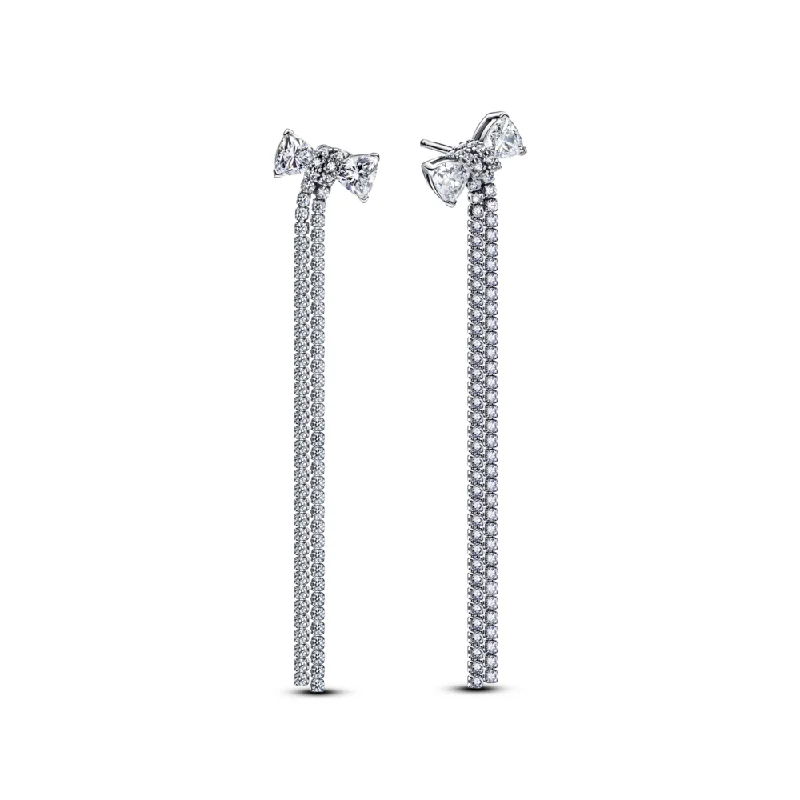 Ladies rhinestone pop earrings -Pavé Bow Drop Earrings 293544C01