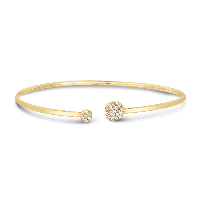 ladies yellow gold bracelets daily -14K Gold Asymetrical Diamond Cluster Cuff Bangle