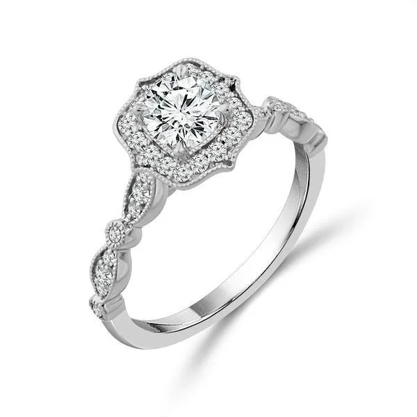 Ladies matte elegance wedding rings -Vintage Flair Engagement Ring