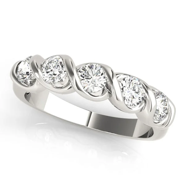 Ladies rustic brushed wedding rings -Diamond Wedding Ring