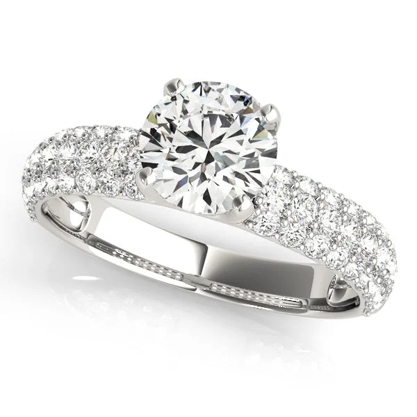 Ladies family glow wedding rings -Pave Diamond Engagement Ring