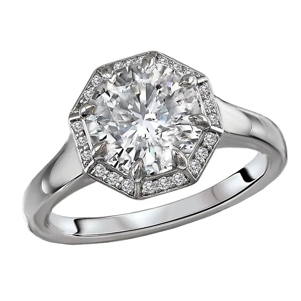 Ladies classic stack wedding rings -Semi-Mount Diamond Engagement Ring