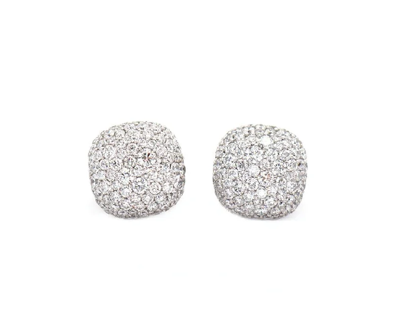 Ladies natural essence earrings -David Yurman 1.35ctw Pave Diamond Cushion Stud Earrings in 18K and Sterling Silver W/Box