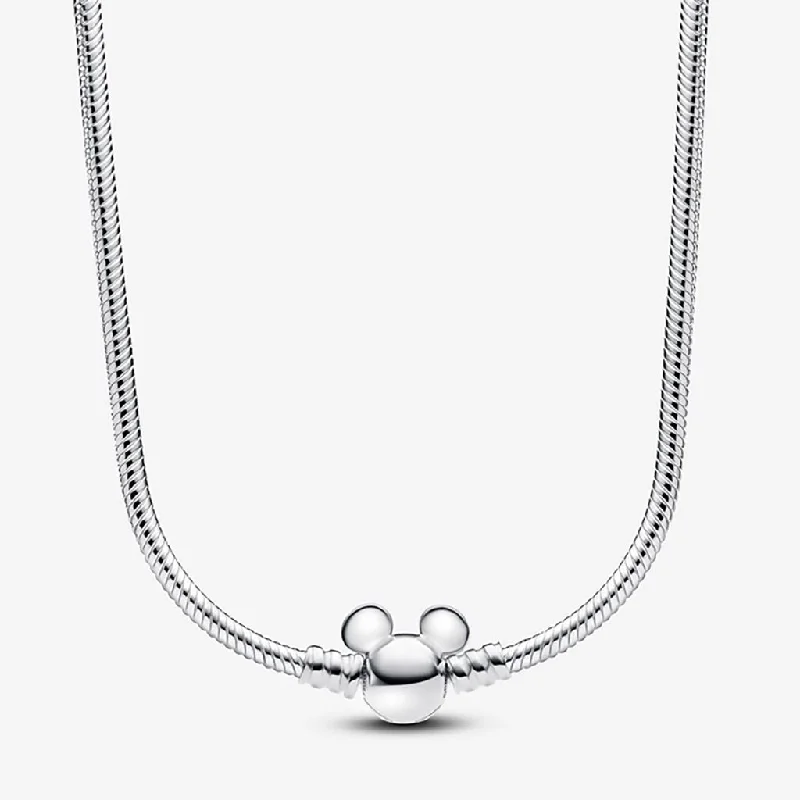 Ladies Necklaces with White Muscovite-PANDORA : Disney Mickey Mouse Snake Chain Necklace