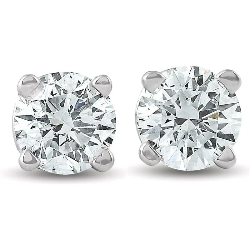 Ladies uplifting flair earrings -14k White Gold Diamond Stud Earrings - 1.44cttw