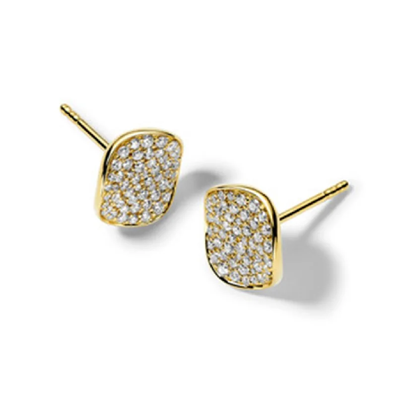 Ladies mystic charm earrings -Ippolita 18k Yellow Gold Diamond Stardust Flower Stud Earrings