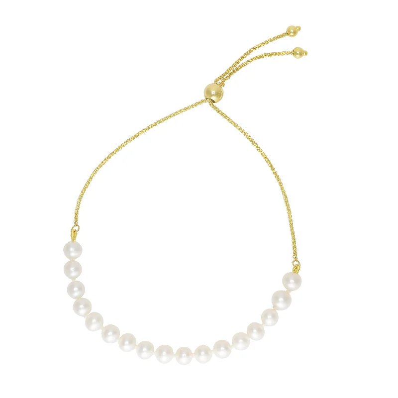 gold twist bracelets for women -14K Pearl Strand Friendship Bracelet