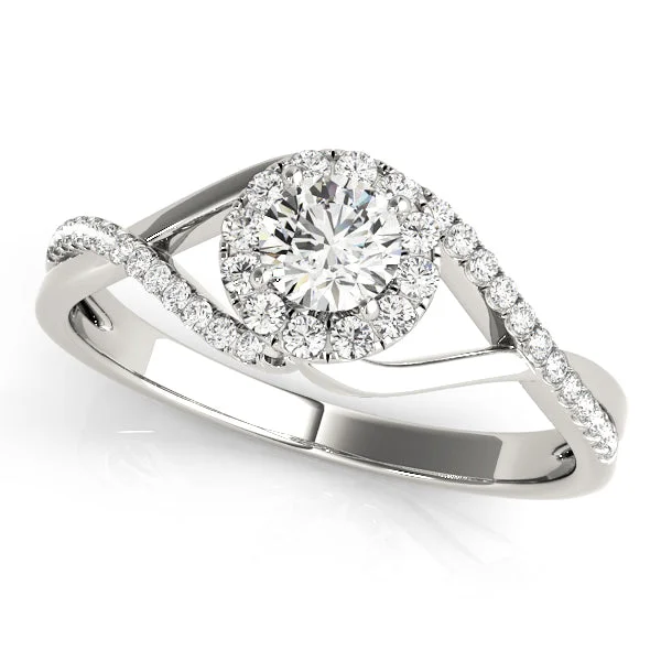 Ladies triangular glow wedding rings -Halo Diamond Engagement Ring