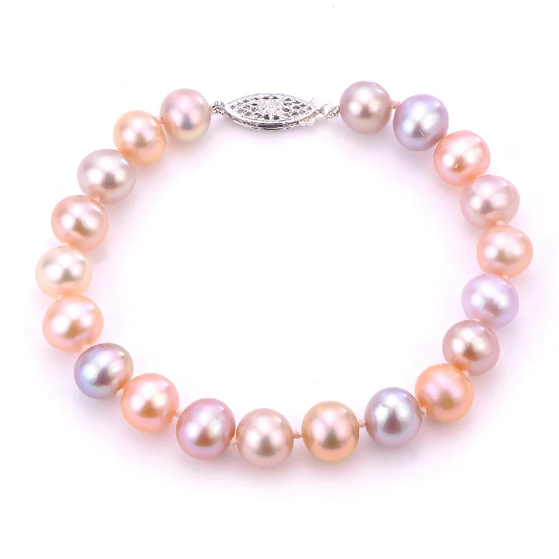 stackable gold bracelets for women -Sterling Silver Freshwater Pearl Bracelet