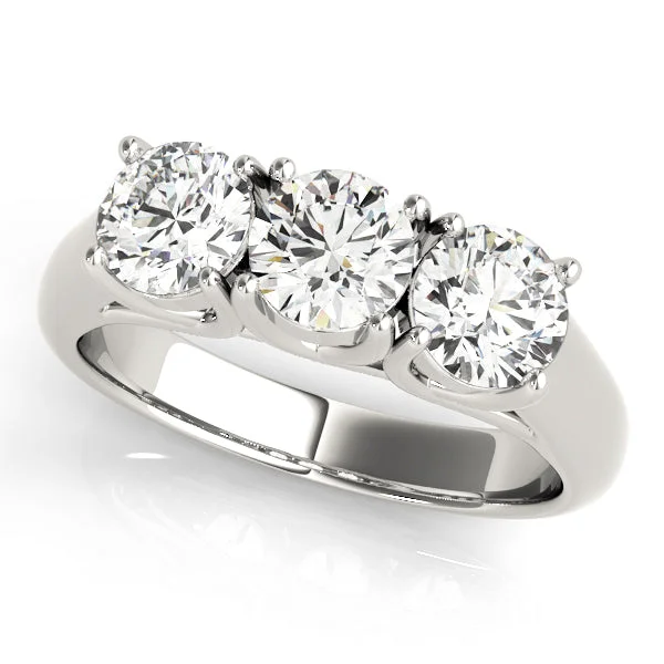 Ladies floral whisper wedding rings -Three Stone Diamond Engagement Ring