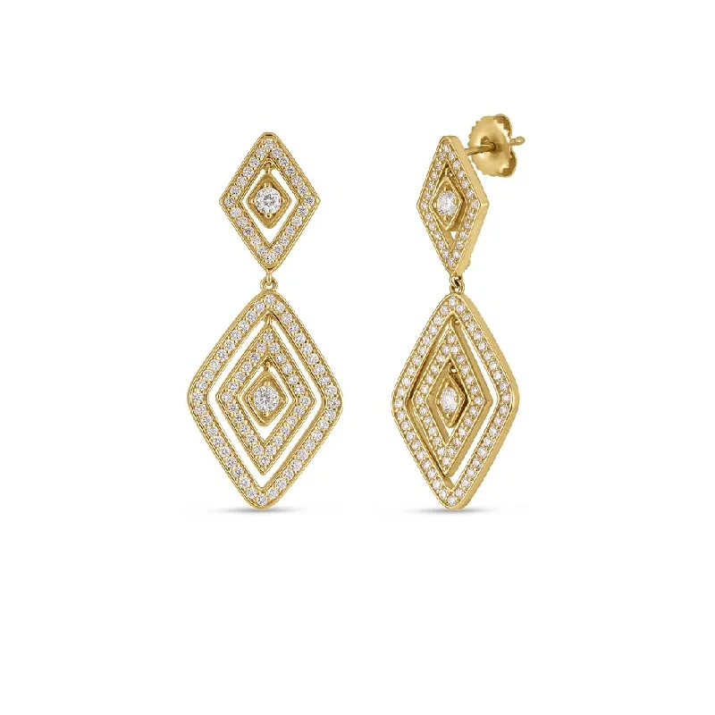 Ladies sparkling diamond earrings -Roberto Coin 18K Yellow Gold Diamante Diamond Dangle Earrings