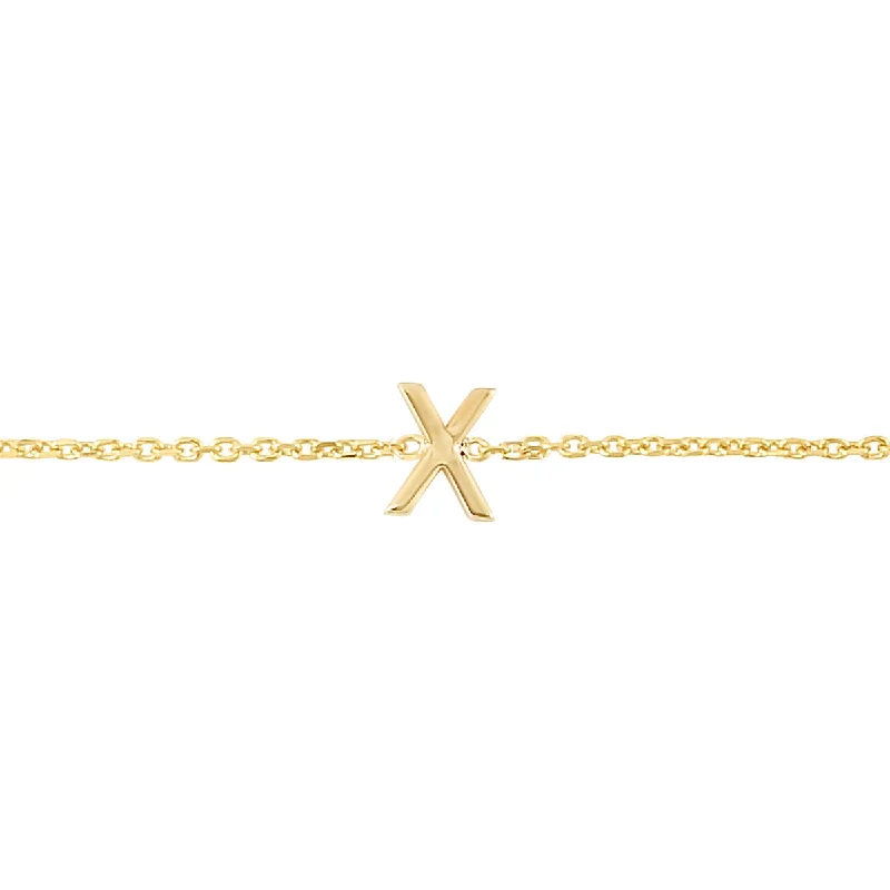 modern bracelets for women sleek style -14K Mini Initial X Bracelet