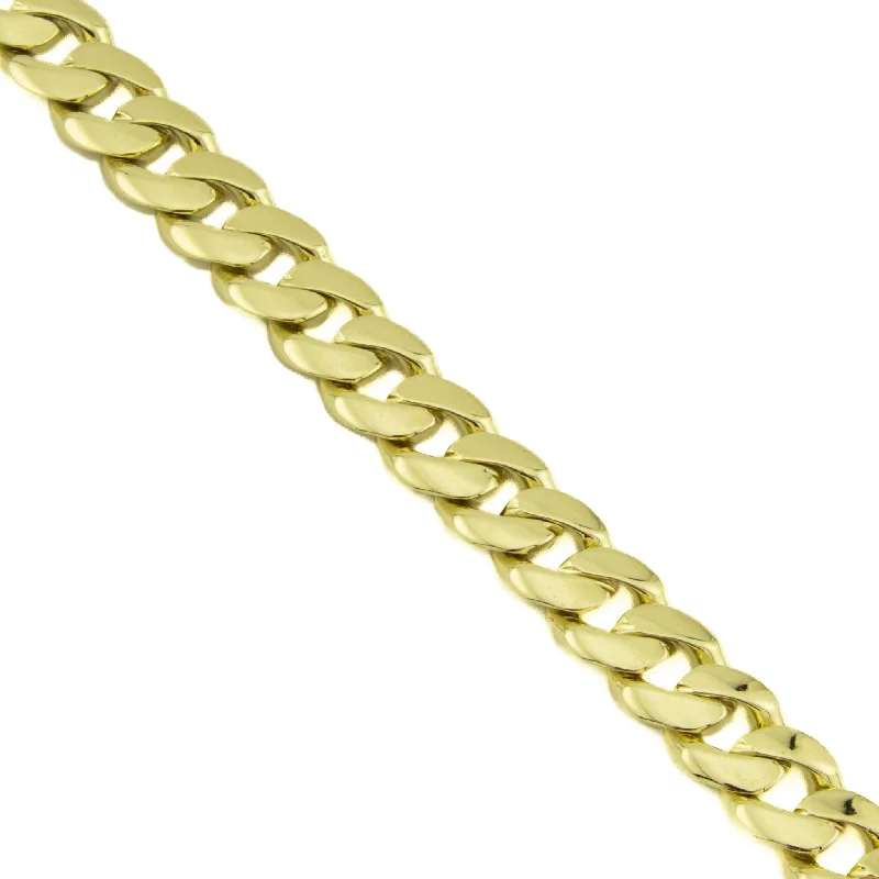 ladies gold bracelets feather charms -10mm Wide Curb Chain Link 8" Bracelet in 10K Yellow Gold - 41.1 Grams