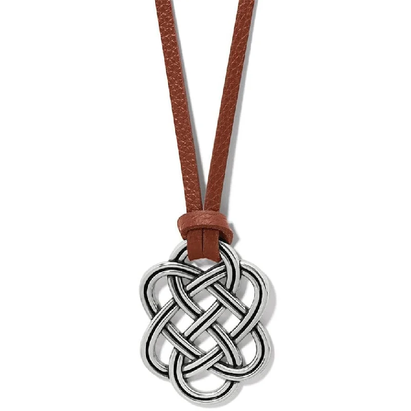 Ladies Necklaces with Custom Spark-Brighton - Interlok Trellis Leather Necklace in Bourbon