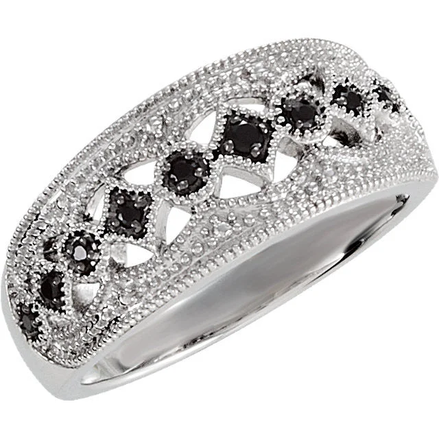 Ladies radiant glitter rings -Sterling Silver Black Spinel Ring