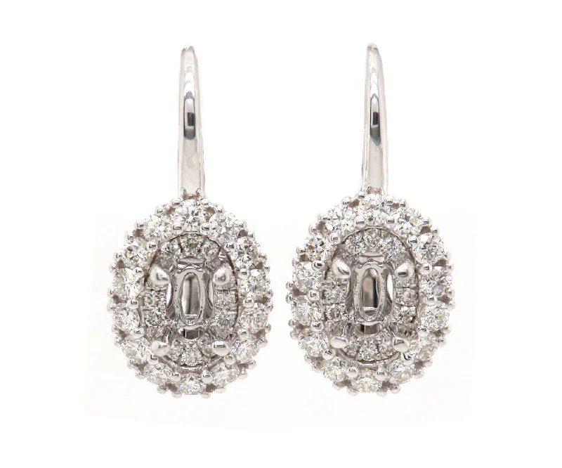 Ladies sisterly spark earrings -New Gabriel & Co. 0.71ctw Diamond Oval Semi Mount Earrings in 14K