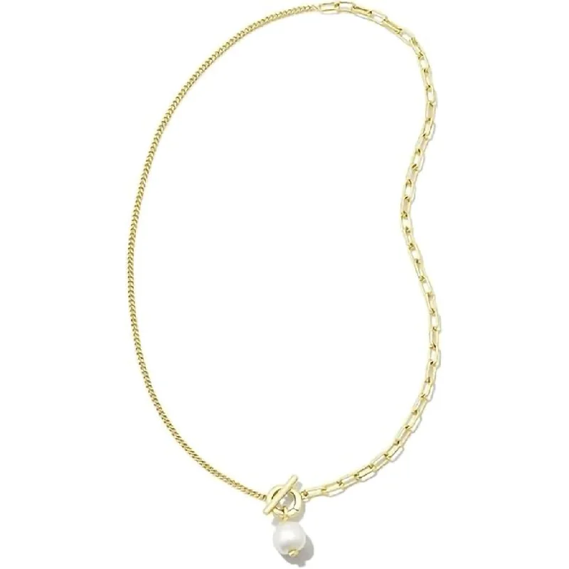 Ladies Necklaces for Design Spark-Kendra Scott :  Pearl Gold Chain Necklace - White Pearl