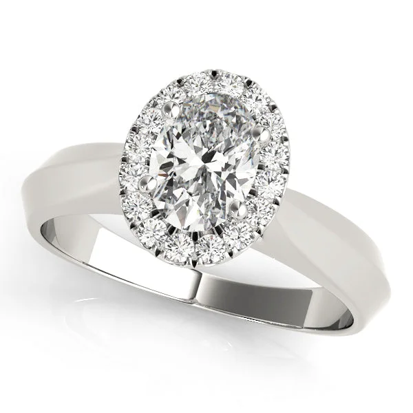 Ladies light touch wedding rings -Halo Diamond Engagement Ring