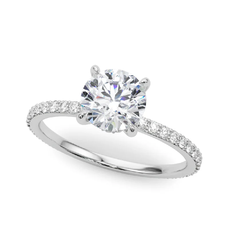 Ladies sunny promise wedding rings -Halo Diamond Engagement Ring