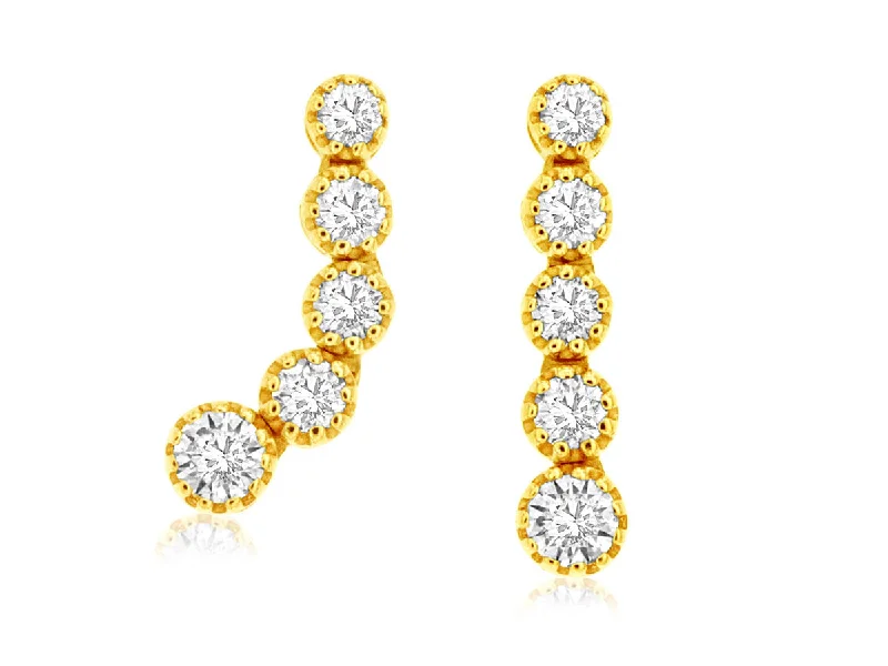 Ladies maternal bond earrings -14K Yellow Gold Round Diamond Earrings Flex