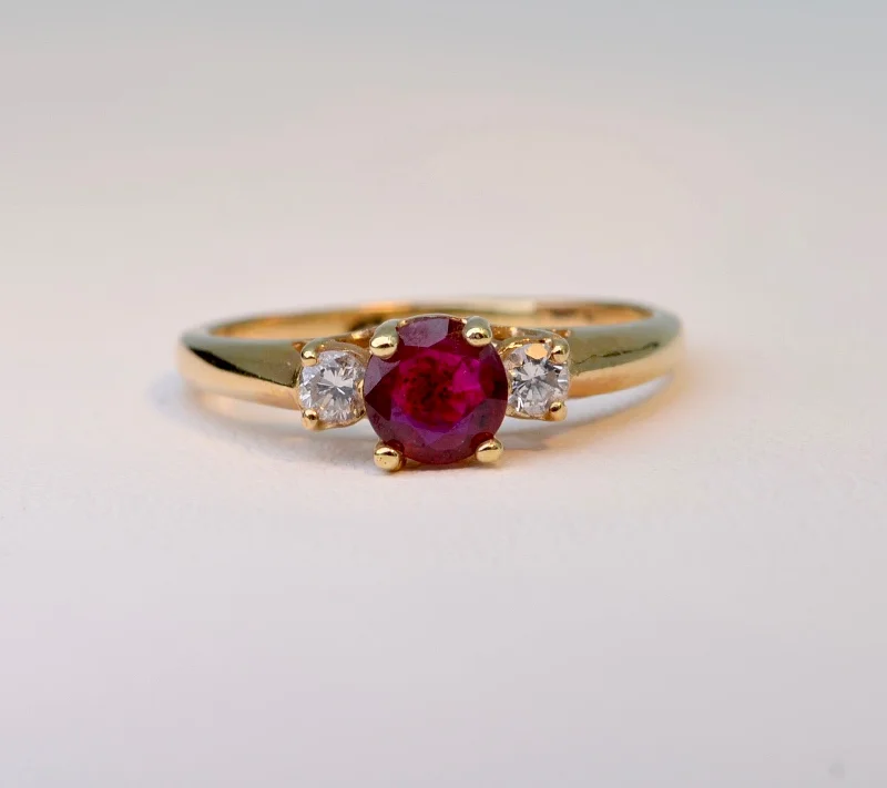 Ladies twinkling star rings -14K Yellow Gold Ruby and Diamond Ring