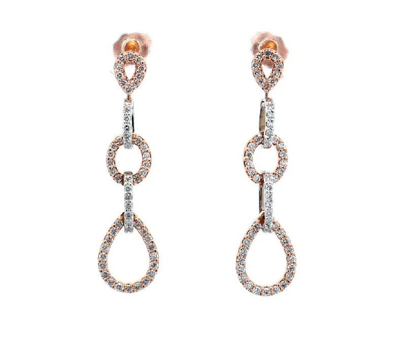 Ladies punk flair earrings -New 0.25ctw Diamond Two Tone Link Dangle Earrings in 14Kv